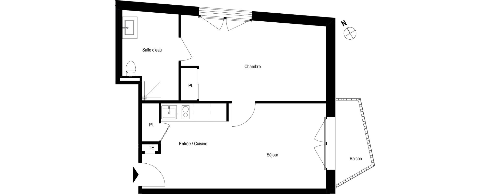 Appartement T2 meubl&eacute; de 42,40 m2 &agrave; Romans-Sur-Is&egrave;re Chatiou - duchesne