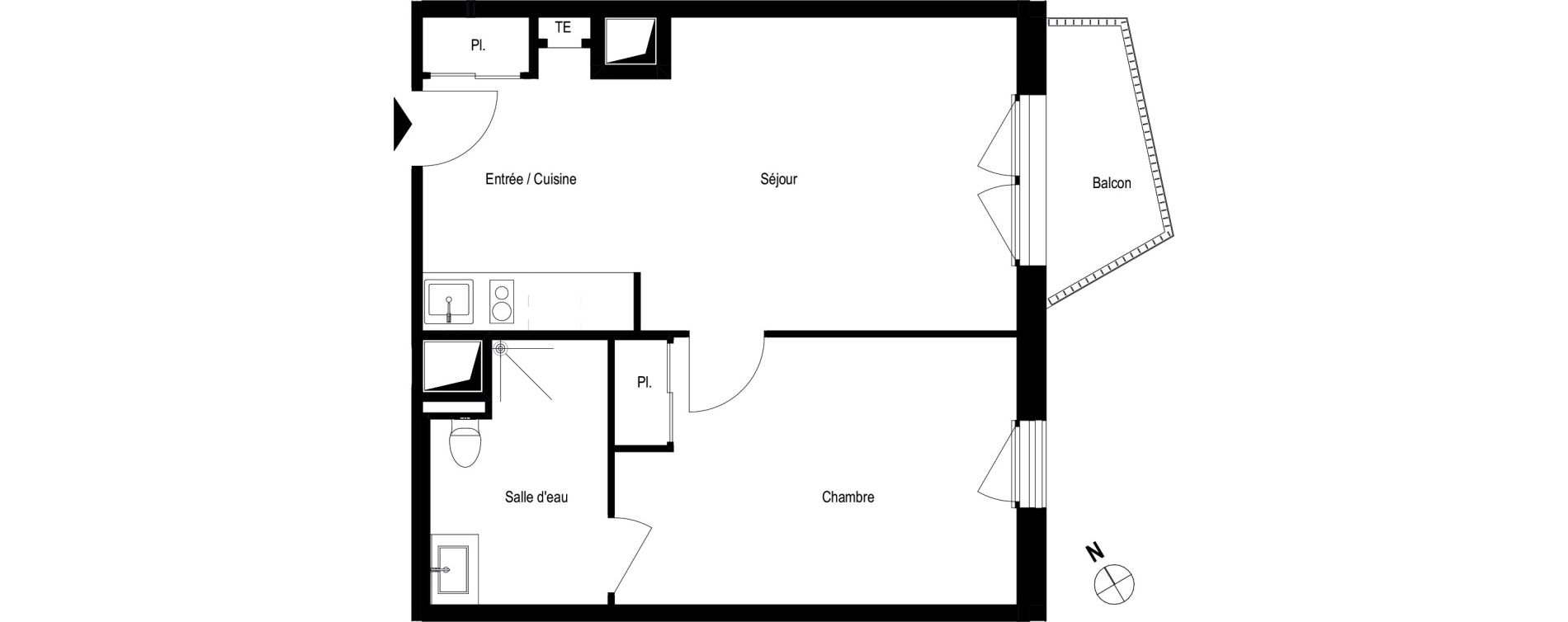 Appartement T2 meubl&eacute; de 42,30 m2 &agrave; Romans-Sur-Is&egrave;re Chatiou - duchesne