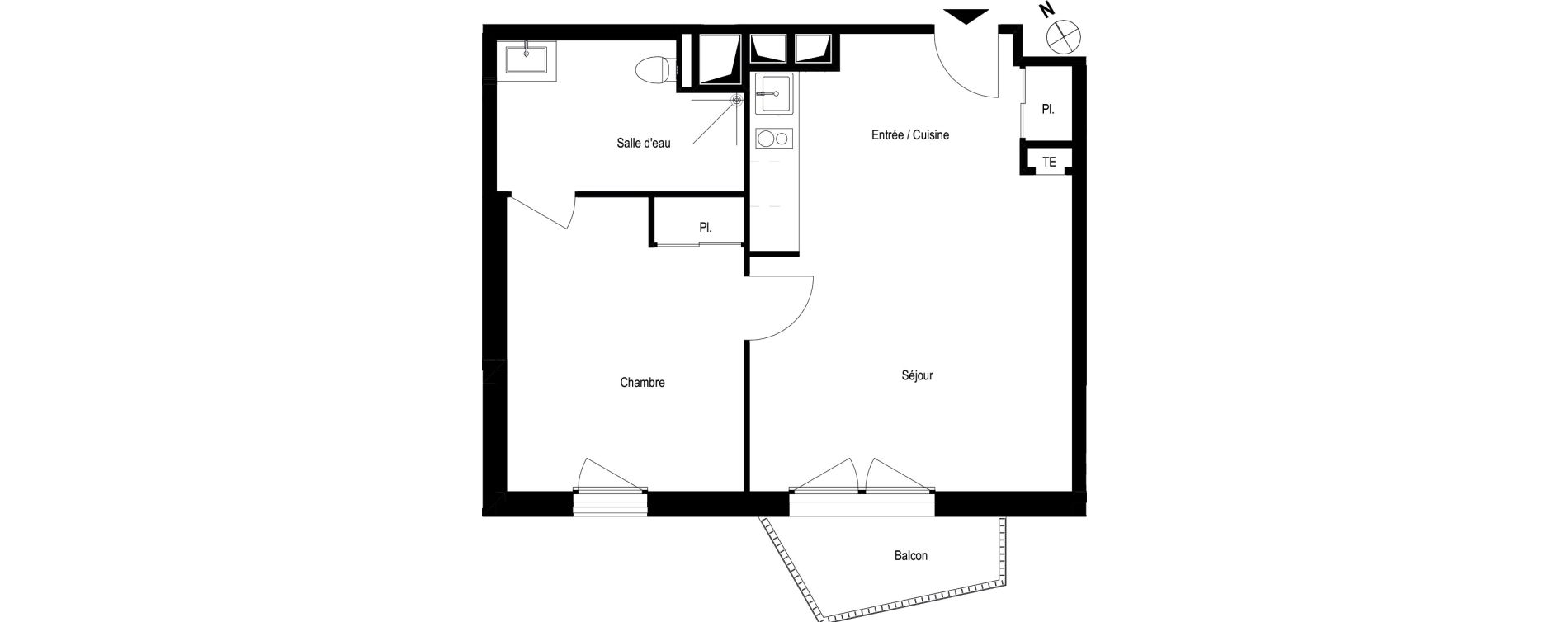 Appartement T2 meubl&eacute; de 43,20 m2 &agrave; Romans-Sur-Is&egrave;re Chatiou - duchesne