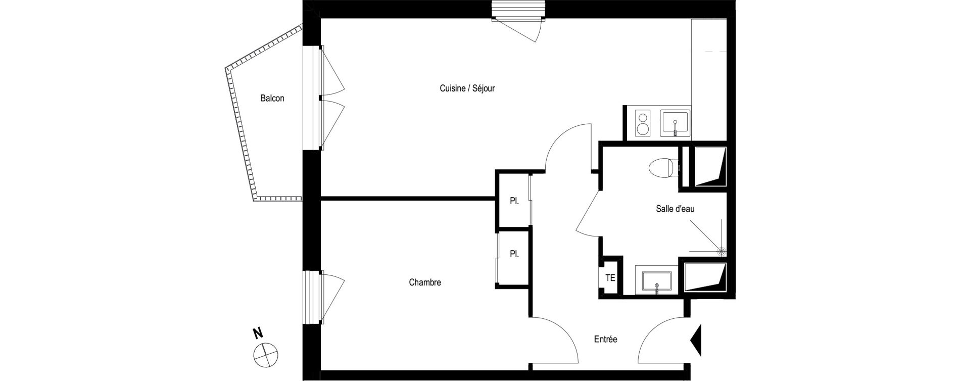 Appartement T2 meubl&eacute; de 45,20 m2 &agrave; Romans-Sur-Is&egrave;re Chatiou - duchesne