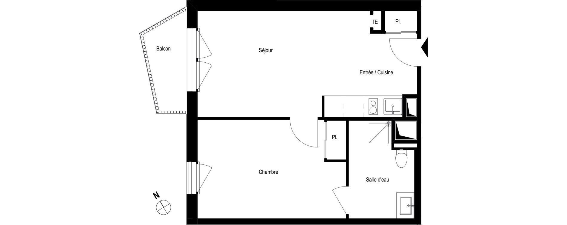 Appartement T2 meubl&eacute; de 40,70 m2 &agrave; Romans-Sur-Is&egrave;re Chatiou - duchesne