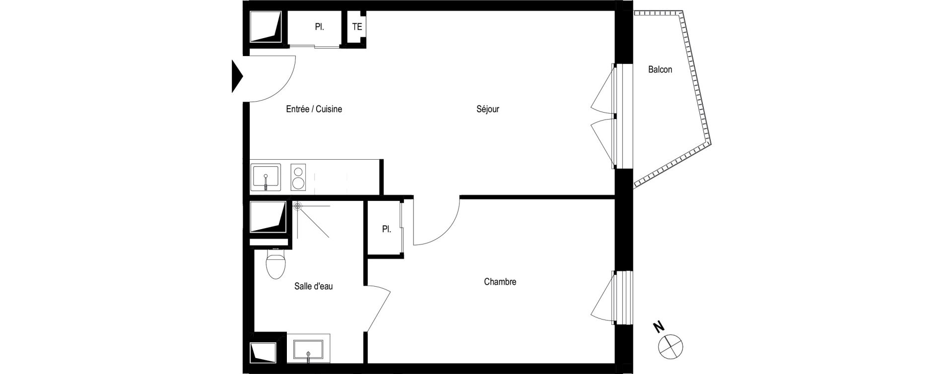 Appartement T2 meubl&eacute; de 41,00 m2 &agrave; Romans-Sur-Is&egrave;re Chatiou - duchesne