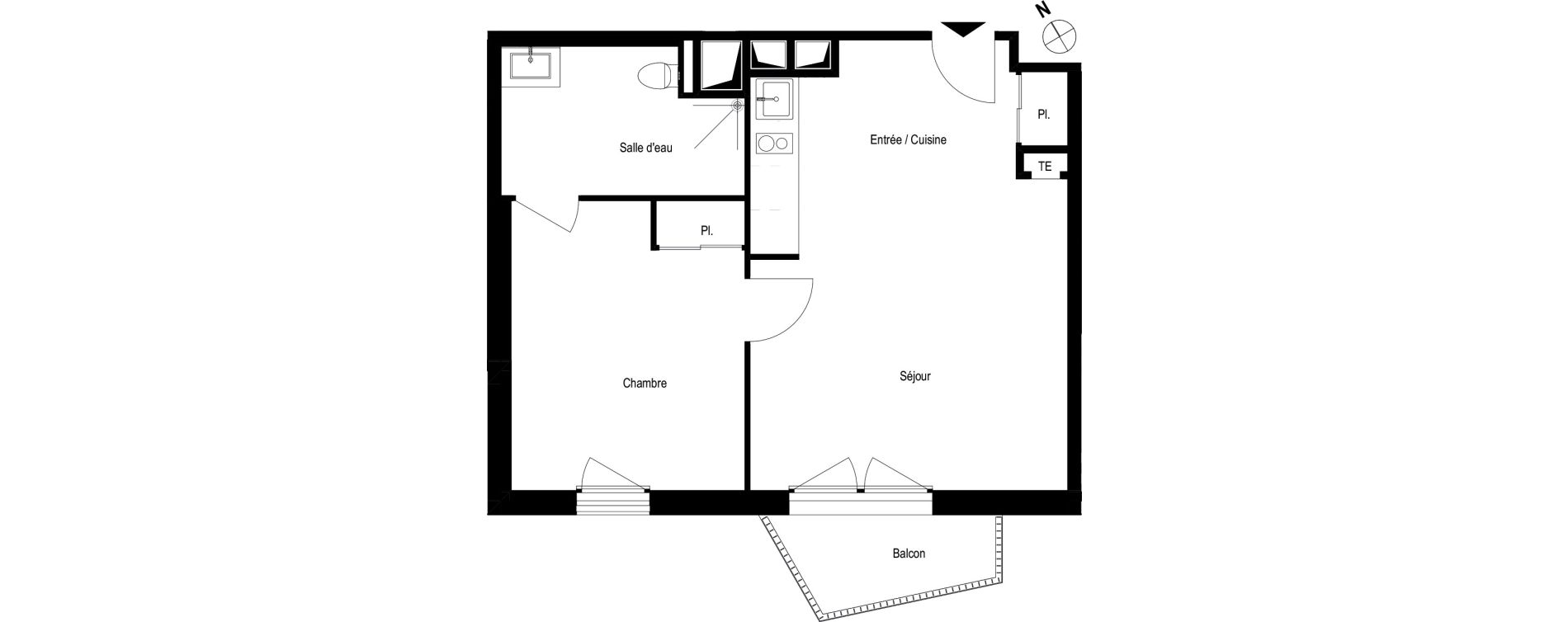 Appartement T2 meubl&eacute; de 43,20 m2 &agrave; Romans-Sur-Is&egrave;re Chatiou - duchesne
