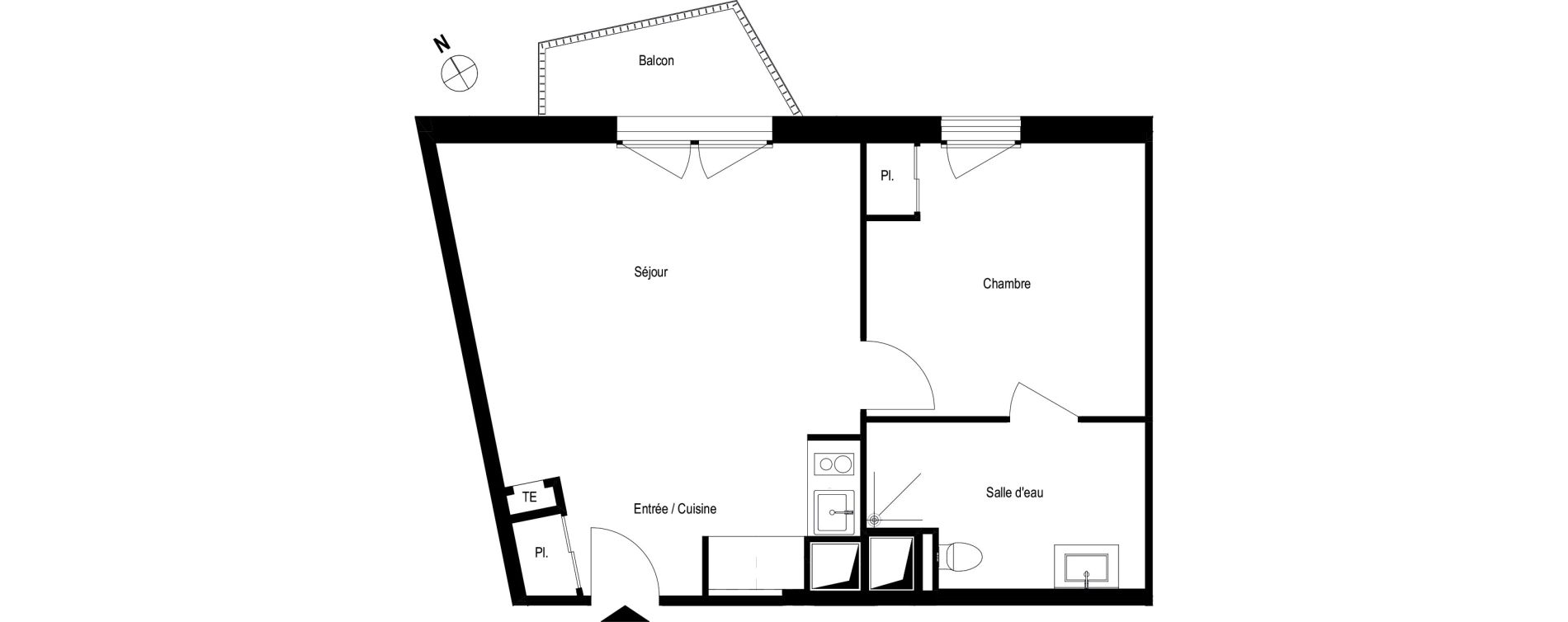 Appartement T2 meubl&eacute; de 44,20 m2 &agrave; Romans-Sur-Is&egrave;re Chatiou - duchesne