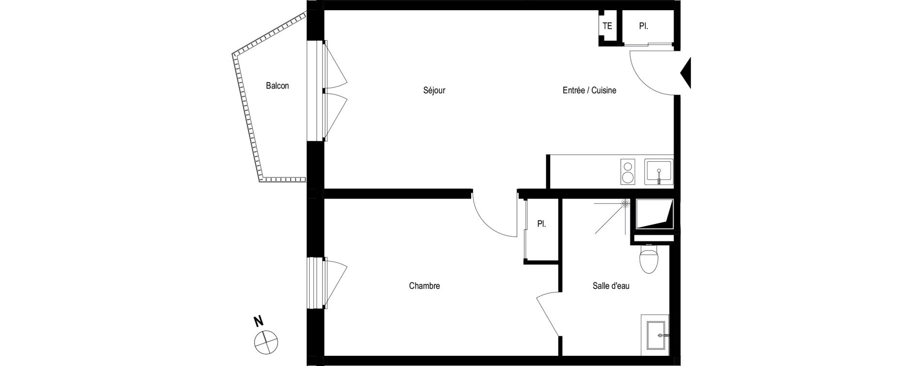 Appartement T2 meubl&eacute; de 42,20 m2 &agrave; Romans-Sur-Is&egrave;re Chatiou - duchesne