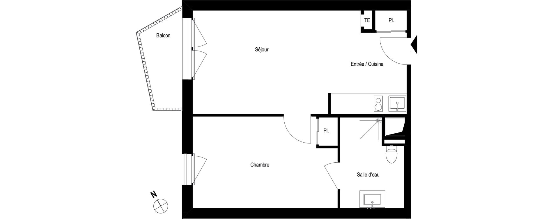 Appartement T2 meubl&eacute; de 39,90 m2 &agrave; Romans-Sur-Is&egrave;re Chatiou - duchesne