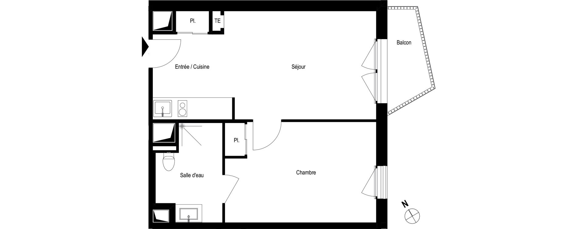 Appartement T2 meubl&eacute; de 40,10 m2 &agrave; Romans-Sur-Is&egrave;re Chatiou - duchesne