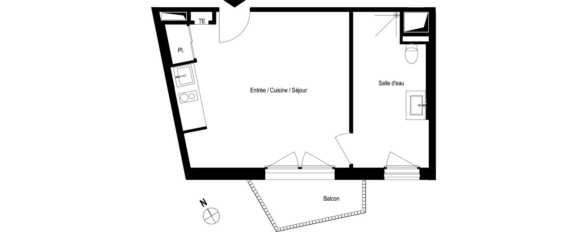 Studio meubl&eacute; de 28,40 m2 &agrave; Romans-Sur-Is&egrave;re Chatiou - duchesne