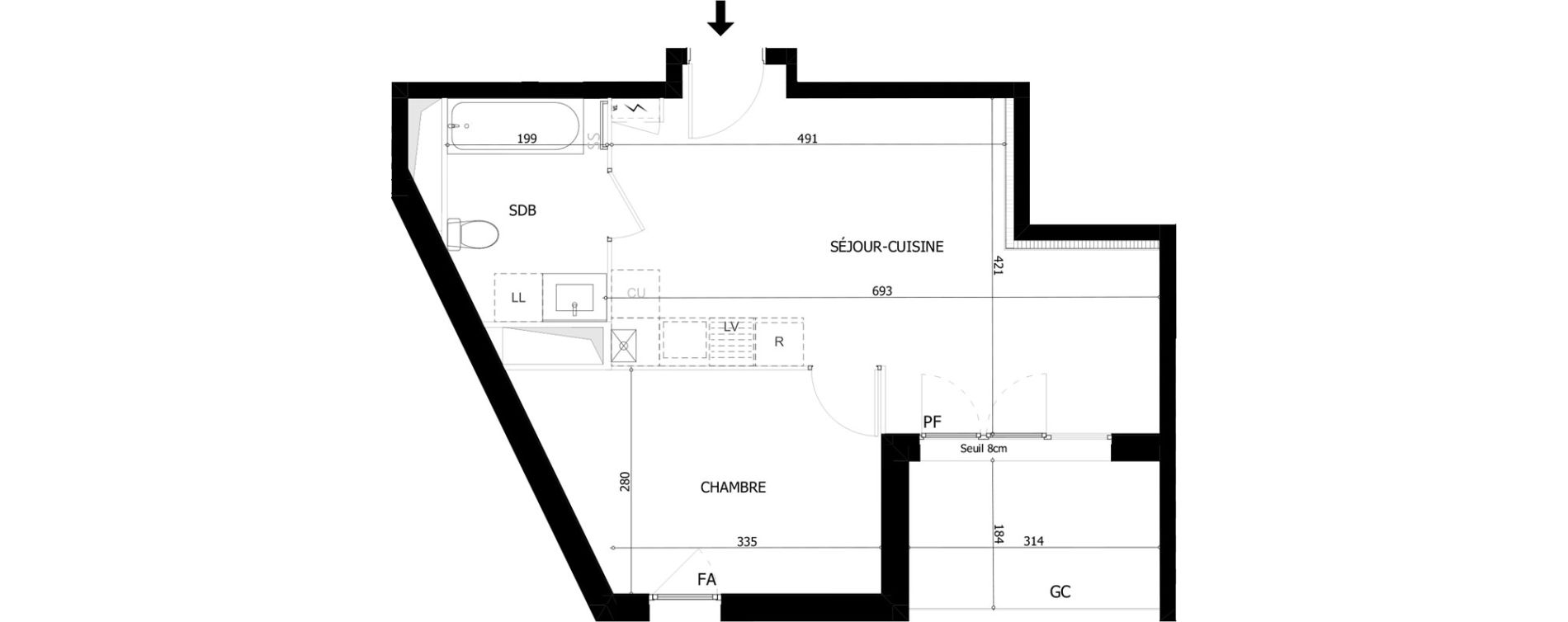 Appartement T2 de 39,15 m2 &agrave; Valence Dame blanche