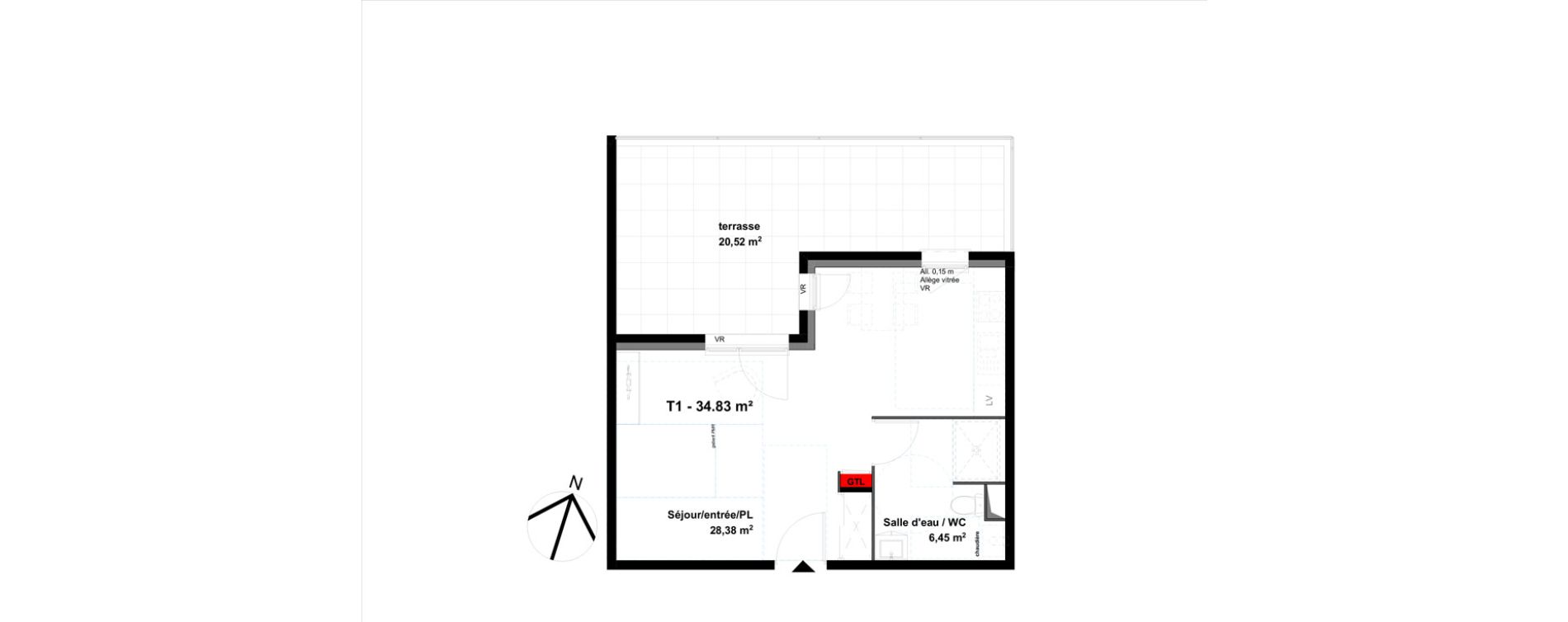 Appartement T1 de 34,83 m2 &agrave; Valence Lautagne
