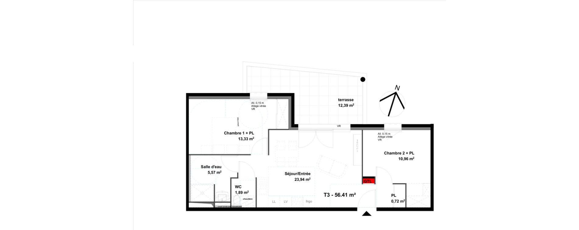 Appartement T3 de 56,41 m2 &agrave; Valence Lautagne