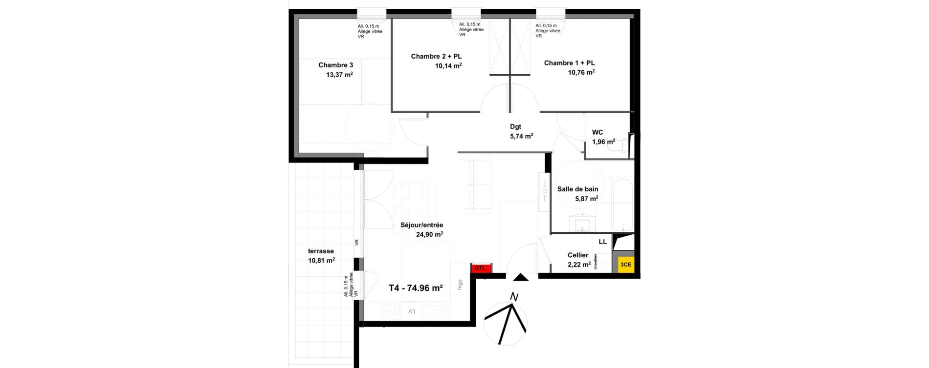 Appartement T4 de 74,96 m2 &agrave; Valence Lautagne
