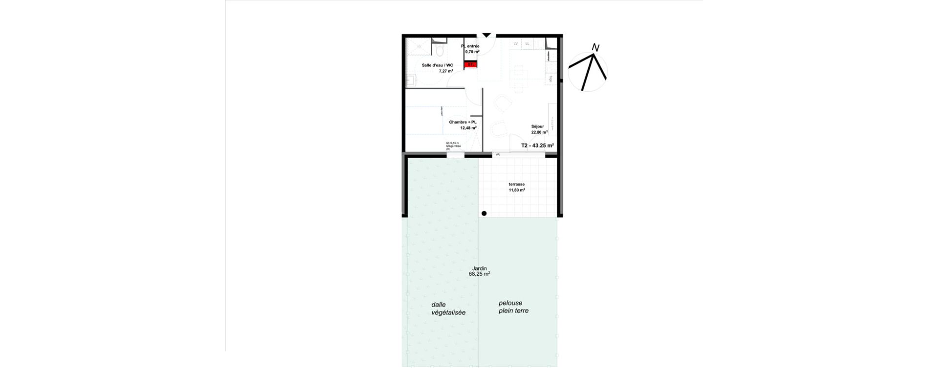 Appartement T2 de 43,25 m2 &agrave; Valence Lautagne
