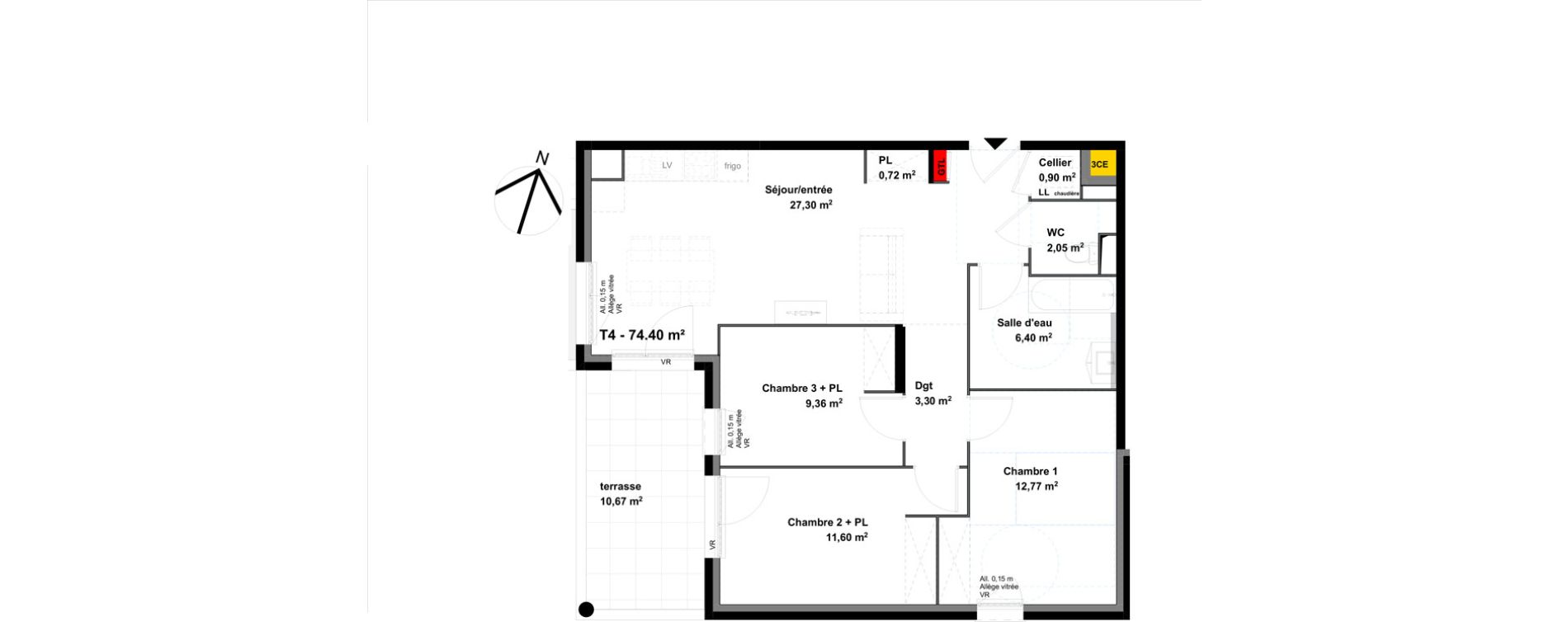 Appartement T4 de 74,40 m2 &agrave; Valence Lautagne