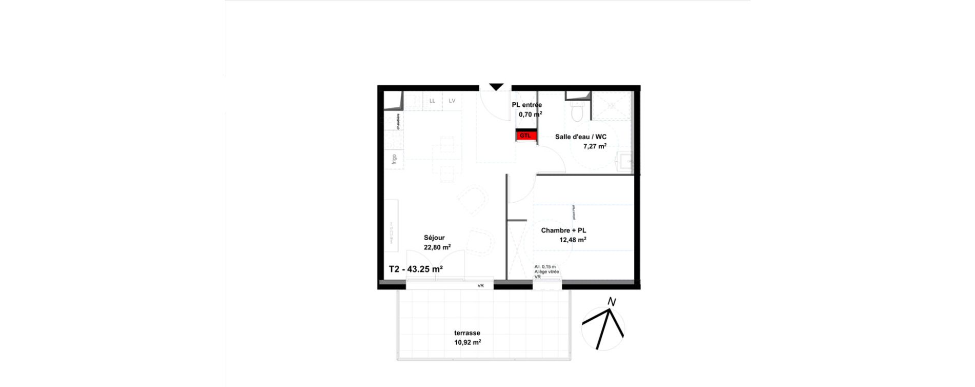Appartement T2 de 43,25 m2 &agrave; Valence Lautagne