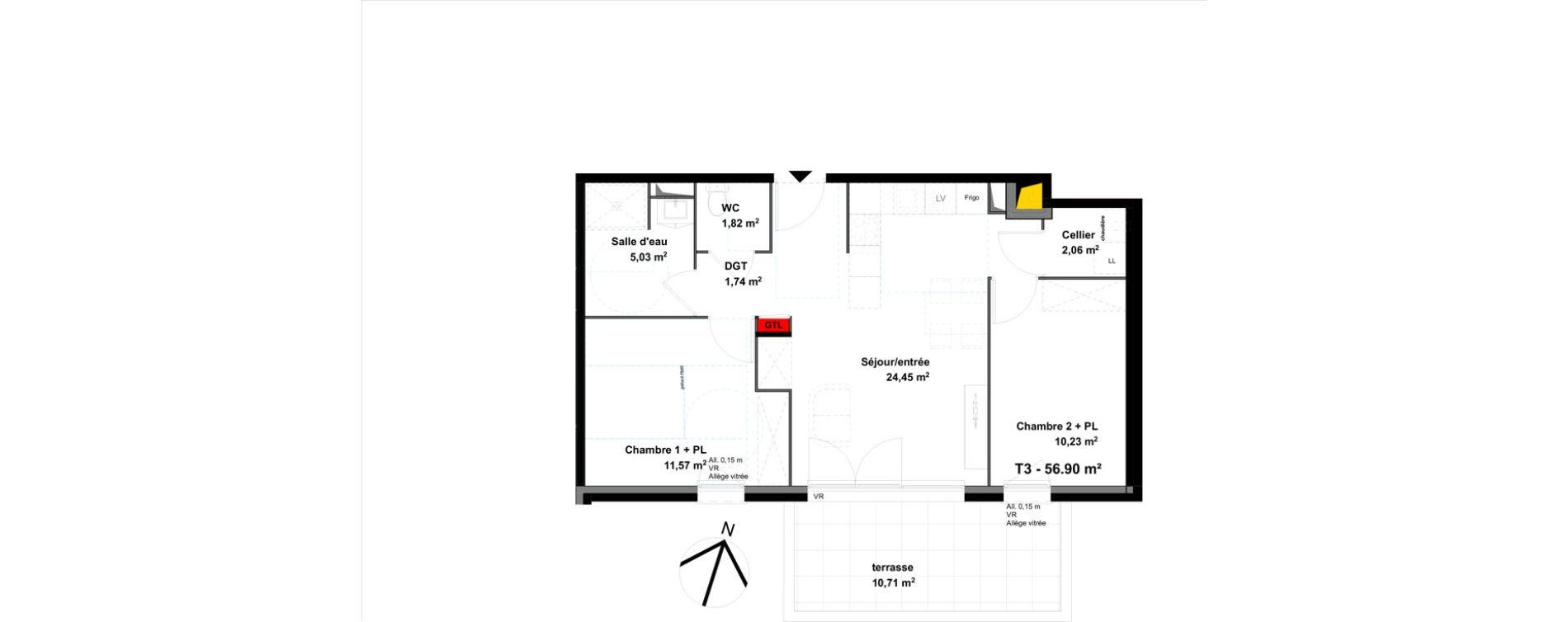 Appartement T3 de 56,90 m2 &agrave; Valence Lautagne