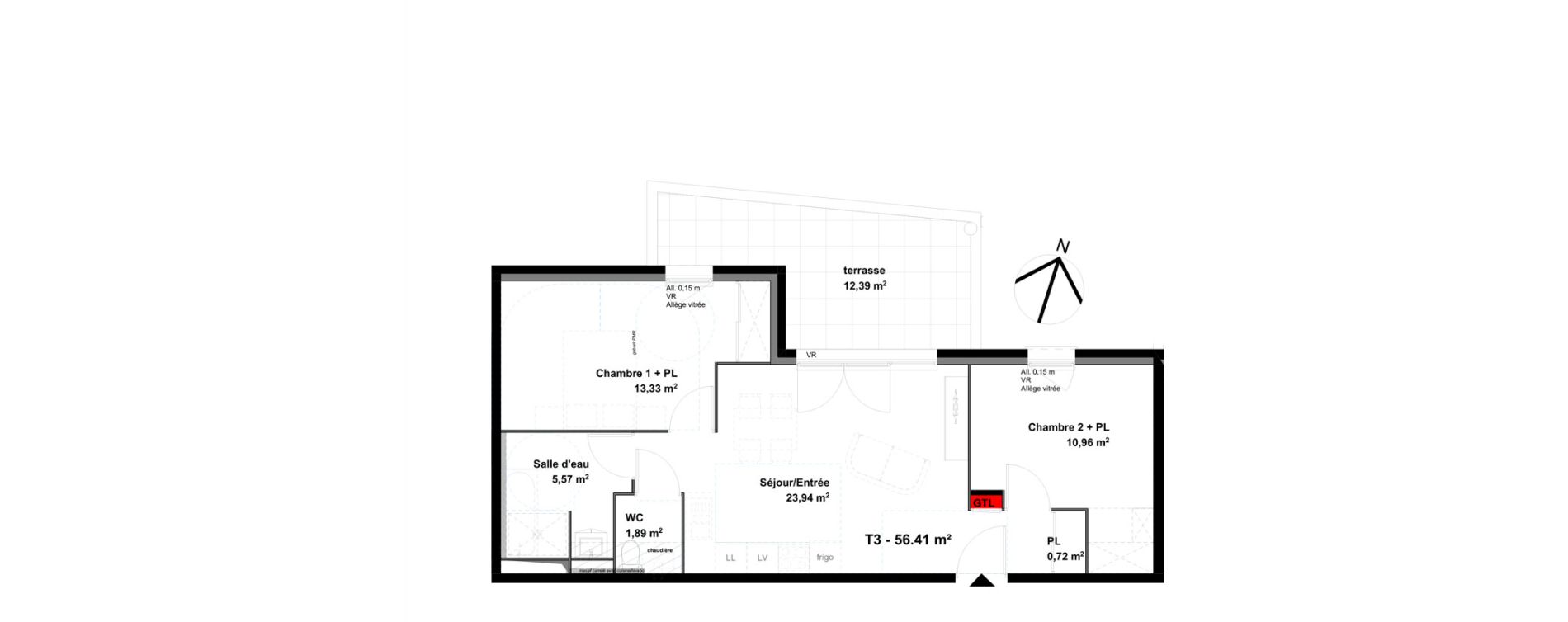 Appartement T3 de 56,41 m2 &agrave; Valence Lautagne