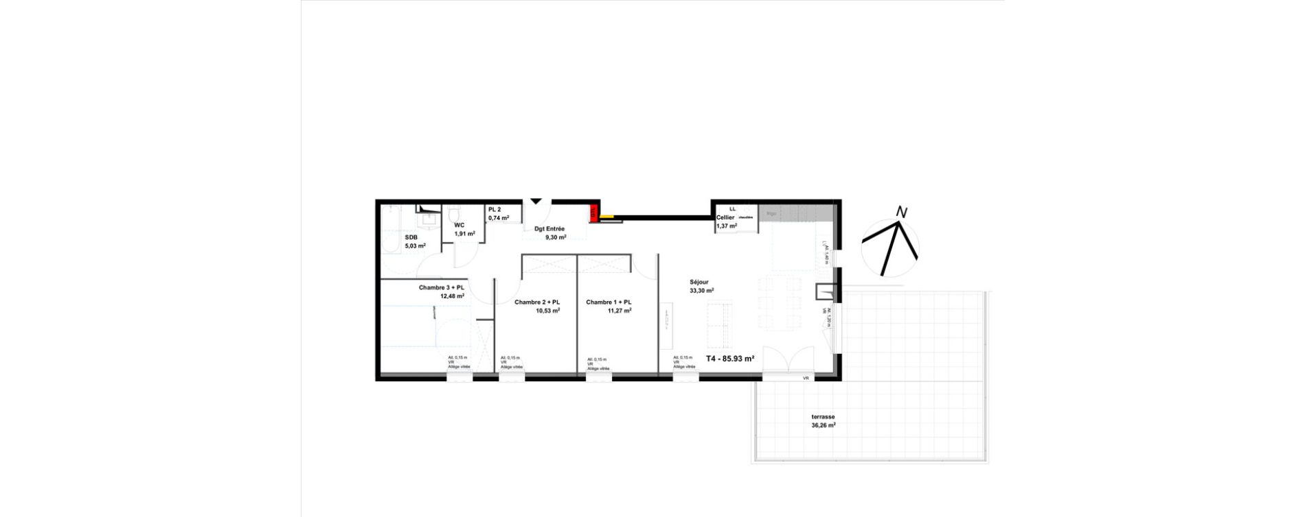 Appartement T4 de 85,93 m2 &agrave; Valence Lautagne
