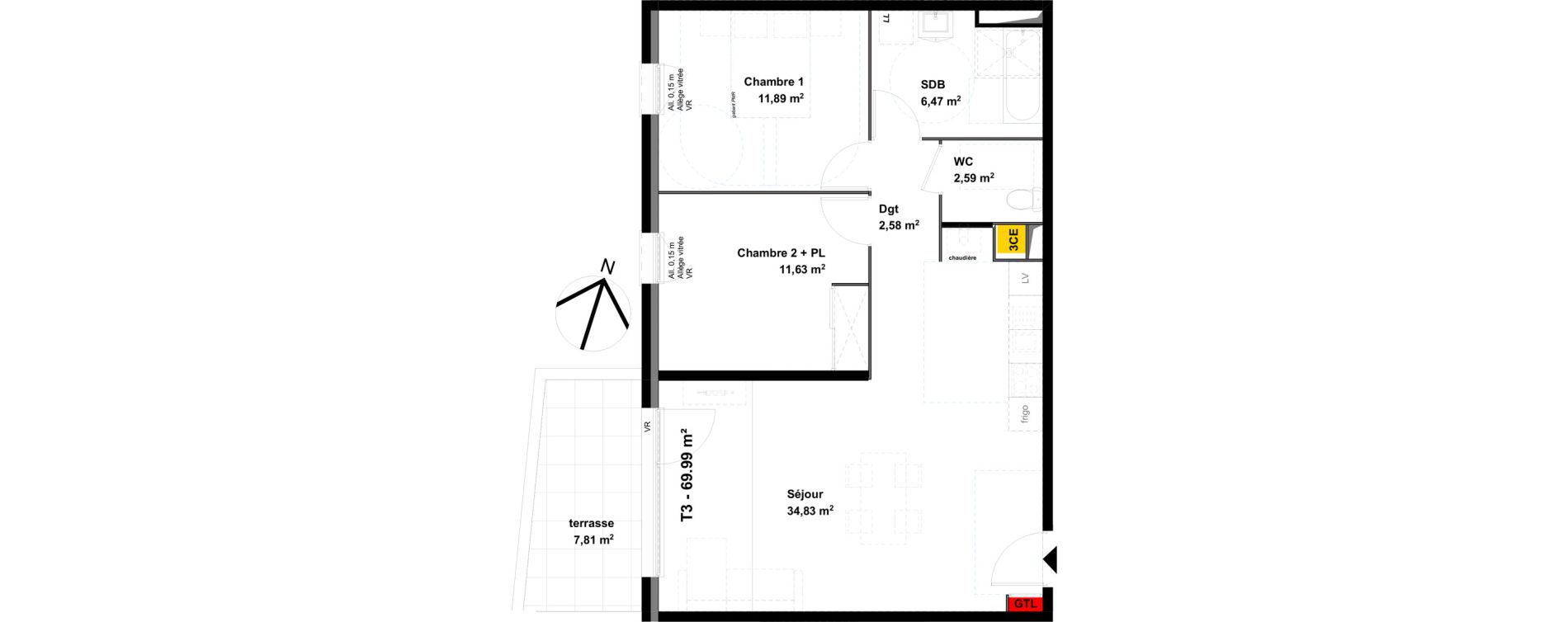 Appartement T3 de 69,99 m2 &agrave; Valence Lautagne