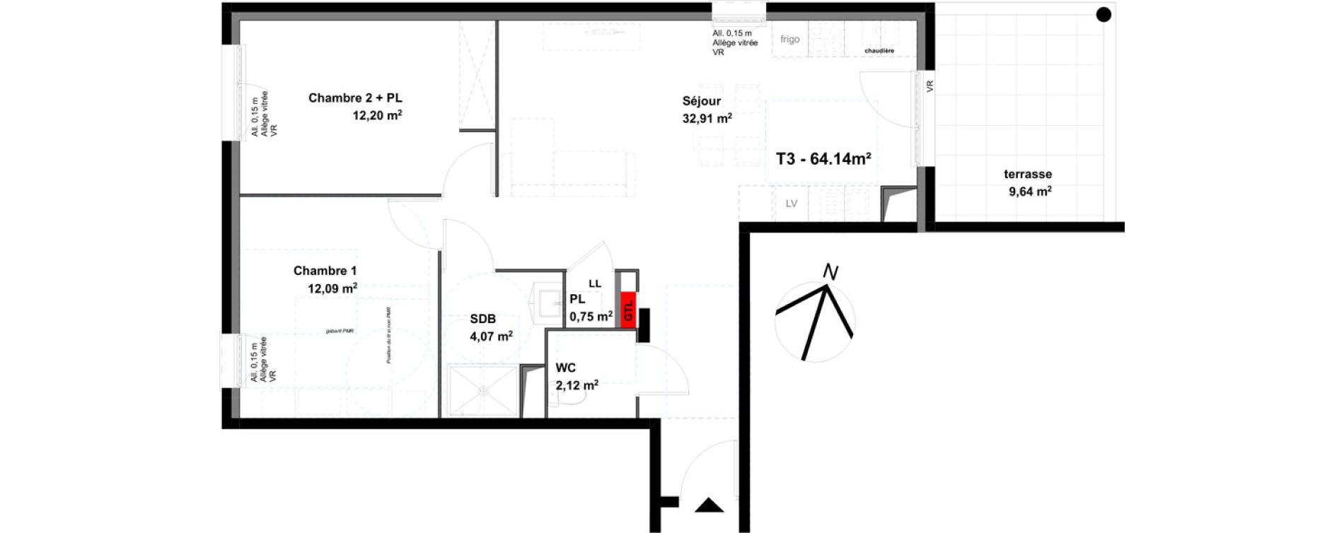 Appartement T3 de 64,14 m2 &agrave; Valence Lautagne