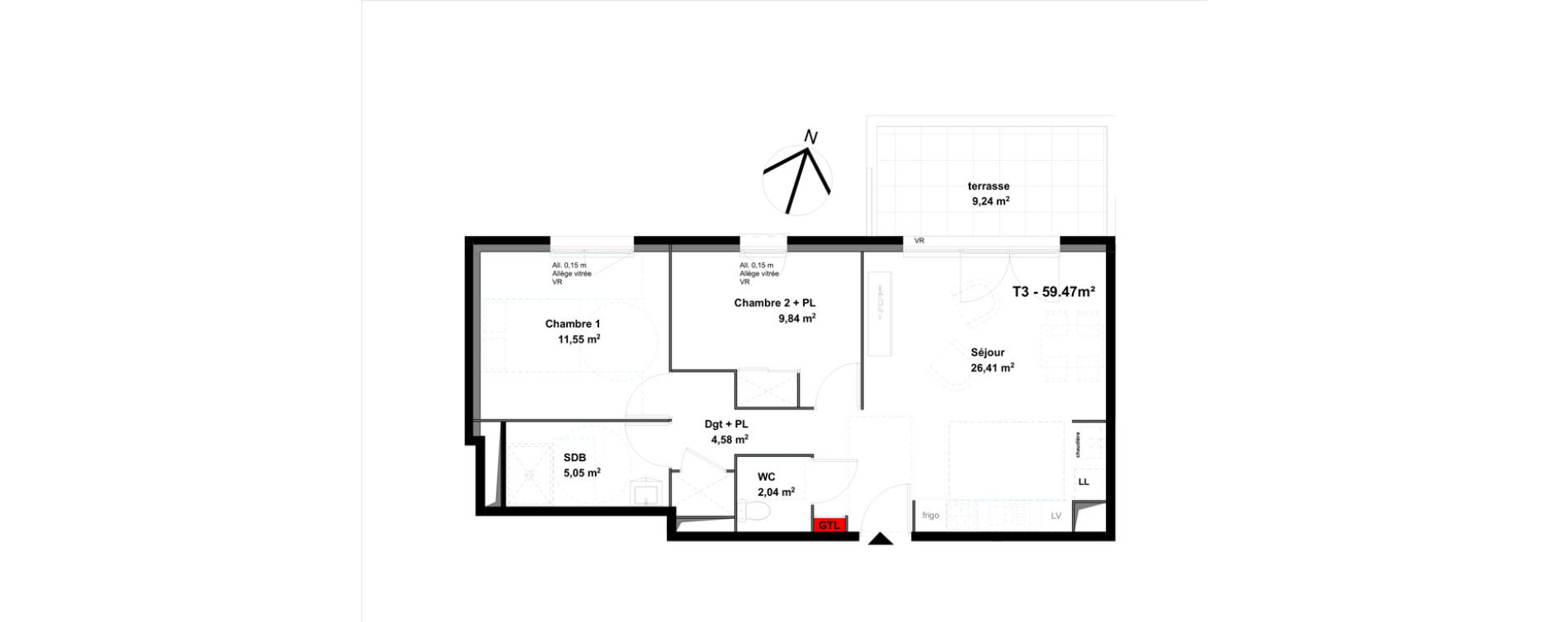Appartement T3 de 59,47 m2 &agrave; Valence Lautagne