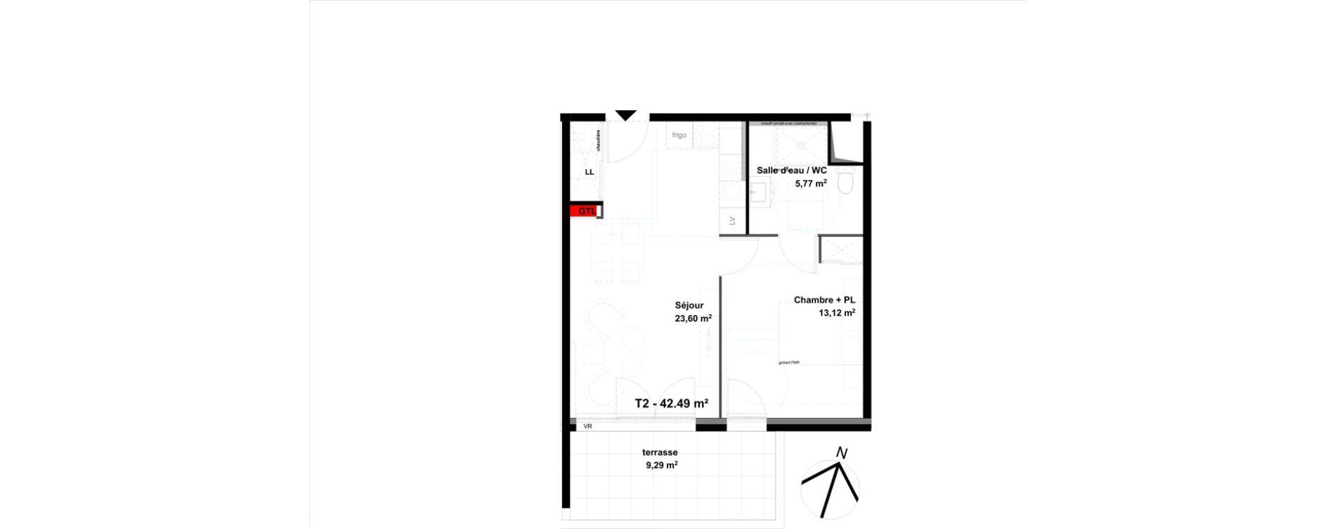 Appartement T2 de 42,49 m2 &agrave; Valence Lautagne