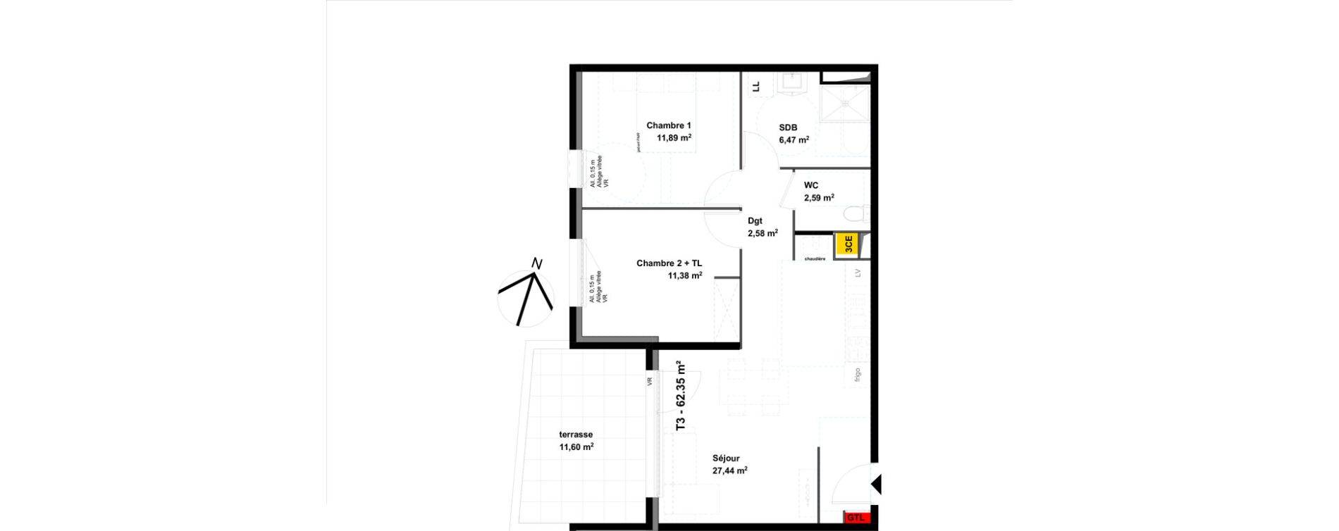 Appartement T3 de 62,35 m2 &agrave; Valence Lautagne