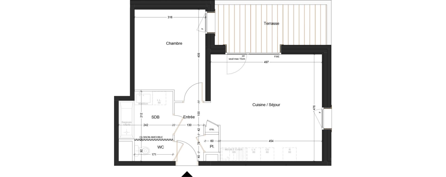 Appartement T2 de 45,64 m2 &agrave; Abondance Centre