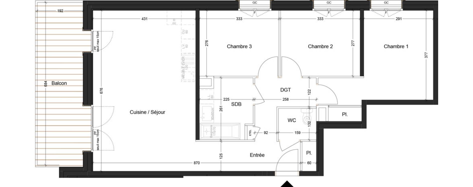 Appartement T4 de 79,86 m2 &agrave; Abondance Centre