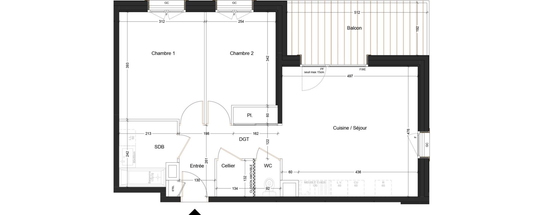 Appartement T3 de 60,22 m2 &agrave; Abondance Centre