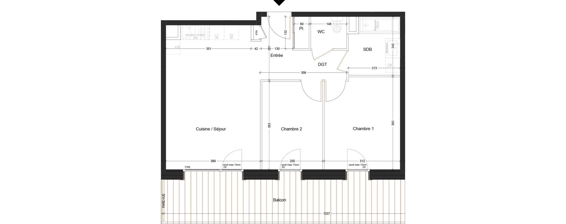 Appartement T3 de 57,25 m2 &agrave; Abondance Centre