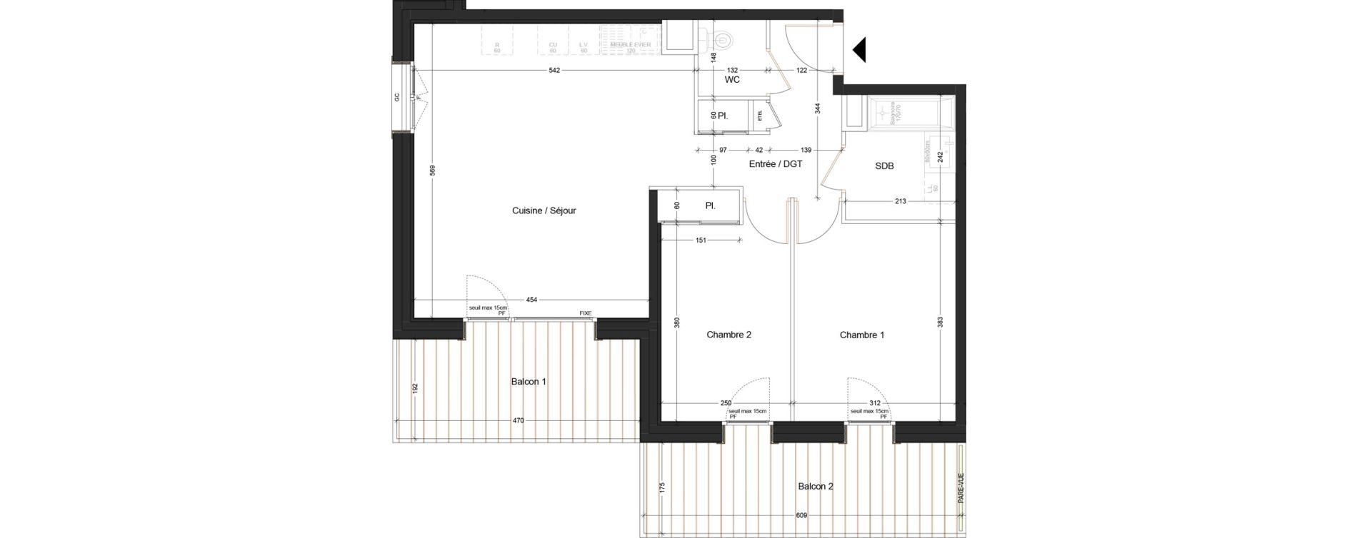 Appartement T3 de 65,09 m2 &agrave; Abondance Centre