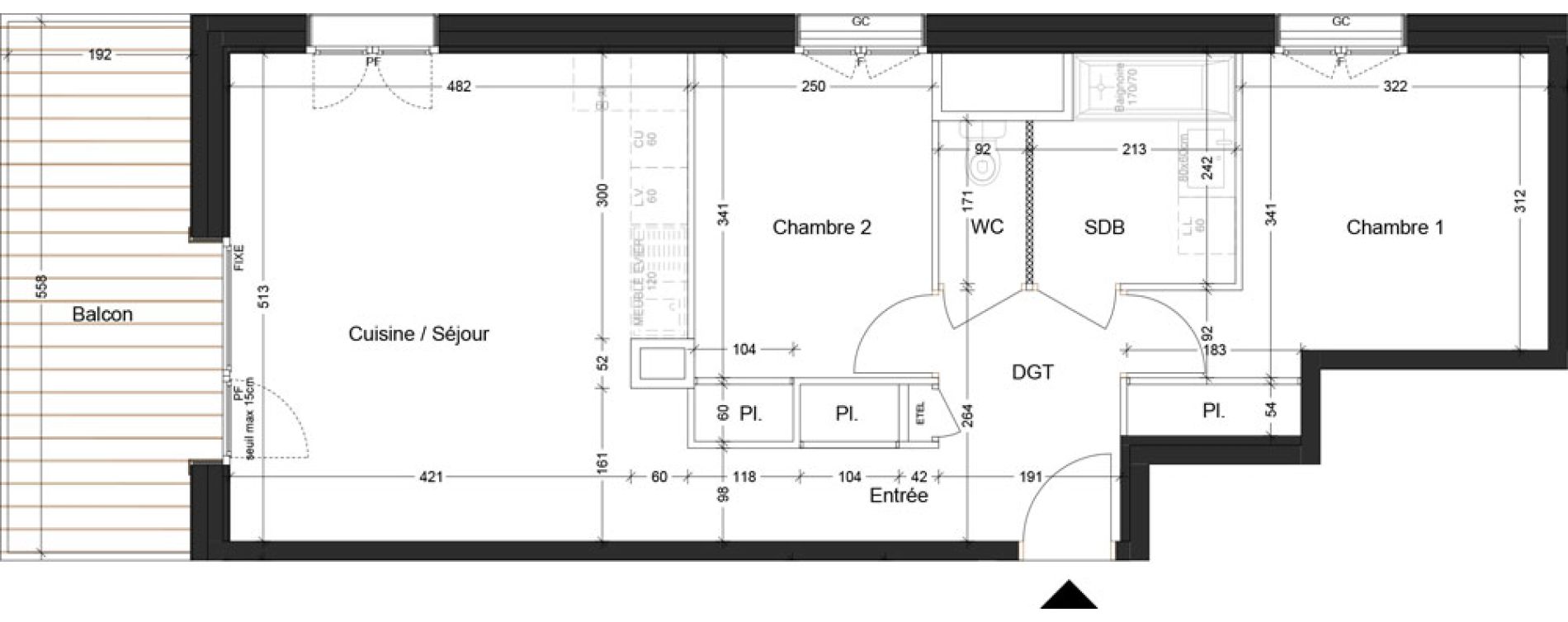 Appartement T3 de 60,83 m2 &agrave; Abondance Centre