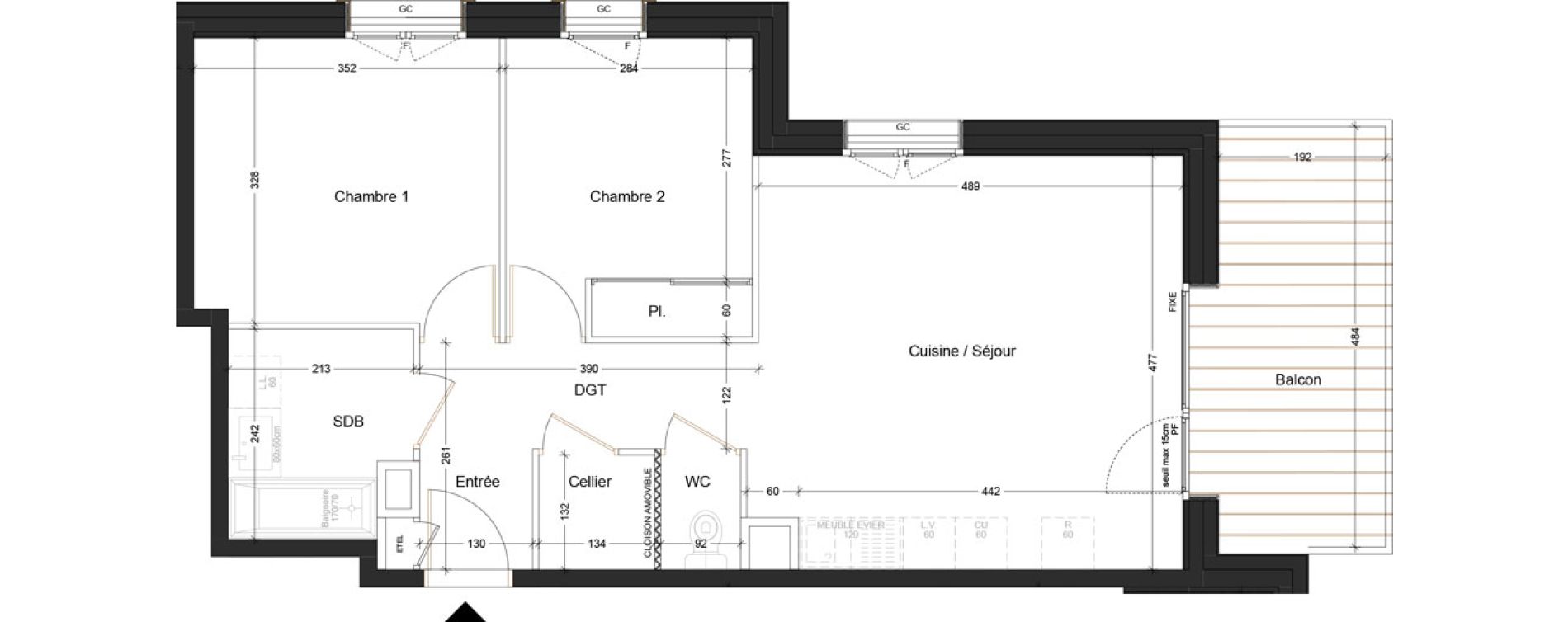 Appartement T3 de 58,77 m2 &agrave; Abondance Centre