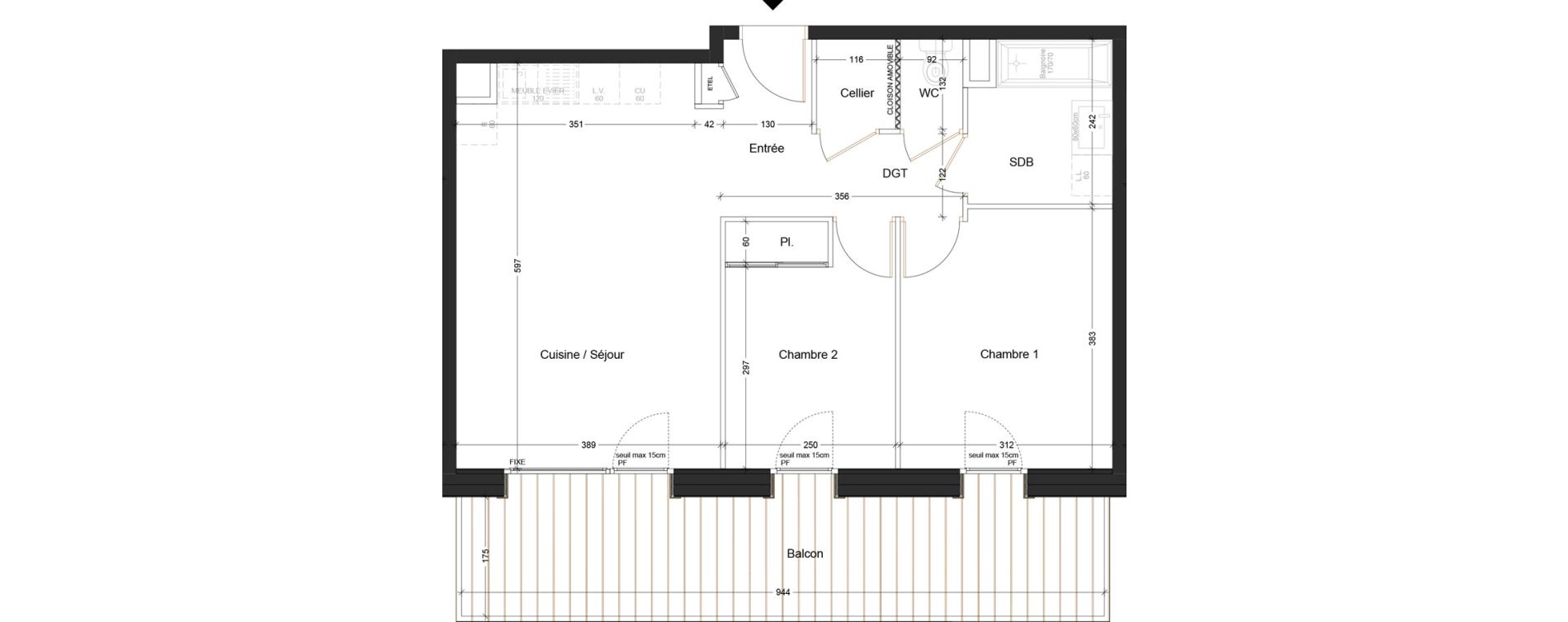 Appartement T3 de 57,11 m2 &agrave; Abondance Centre