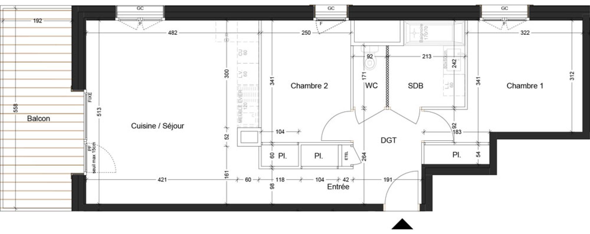 Appartement T3 de 60,83 m2 &agrave; Abondance Centre