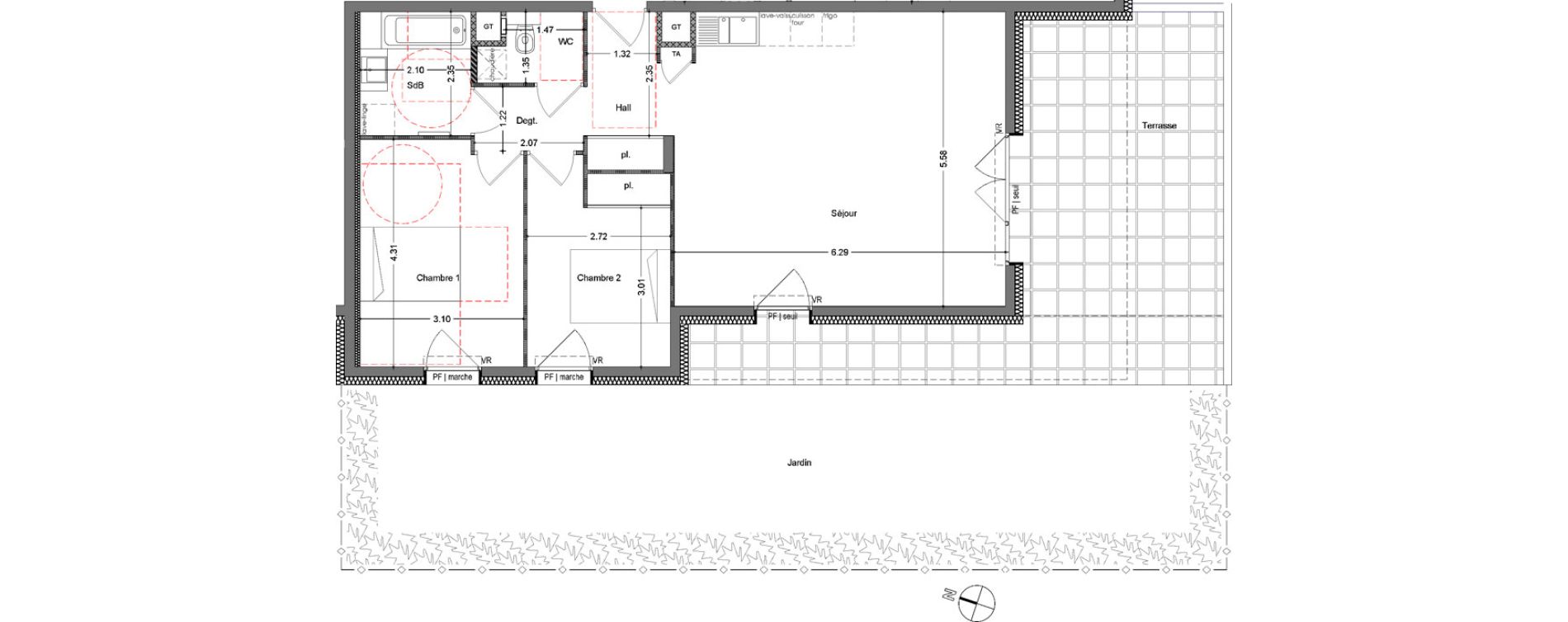 Appartement T3 de 72,46 m2 &agrave; Allonzier-La-Caille Centre