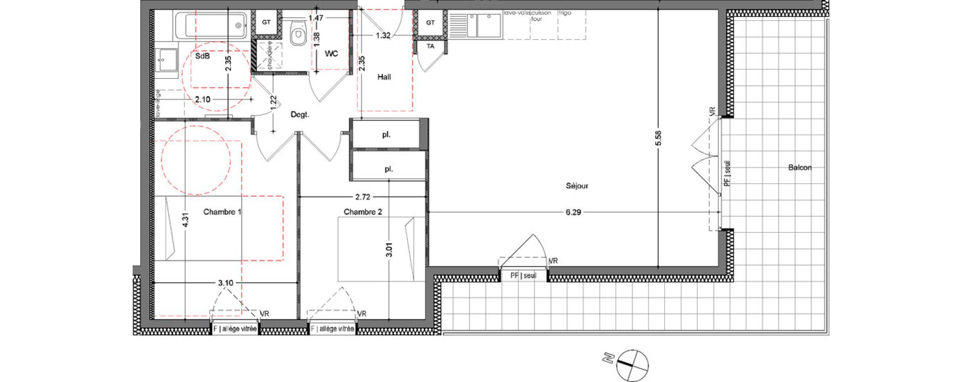 Appartement T3 de 72,46 m2 &agrave; Allonzier-La-Caille Centre