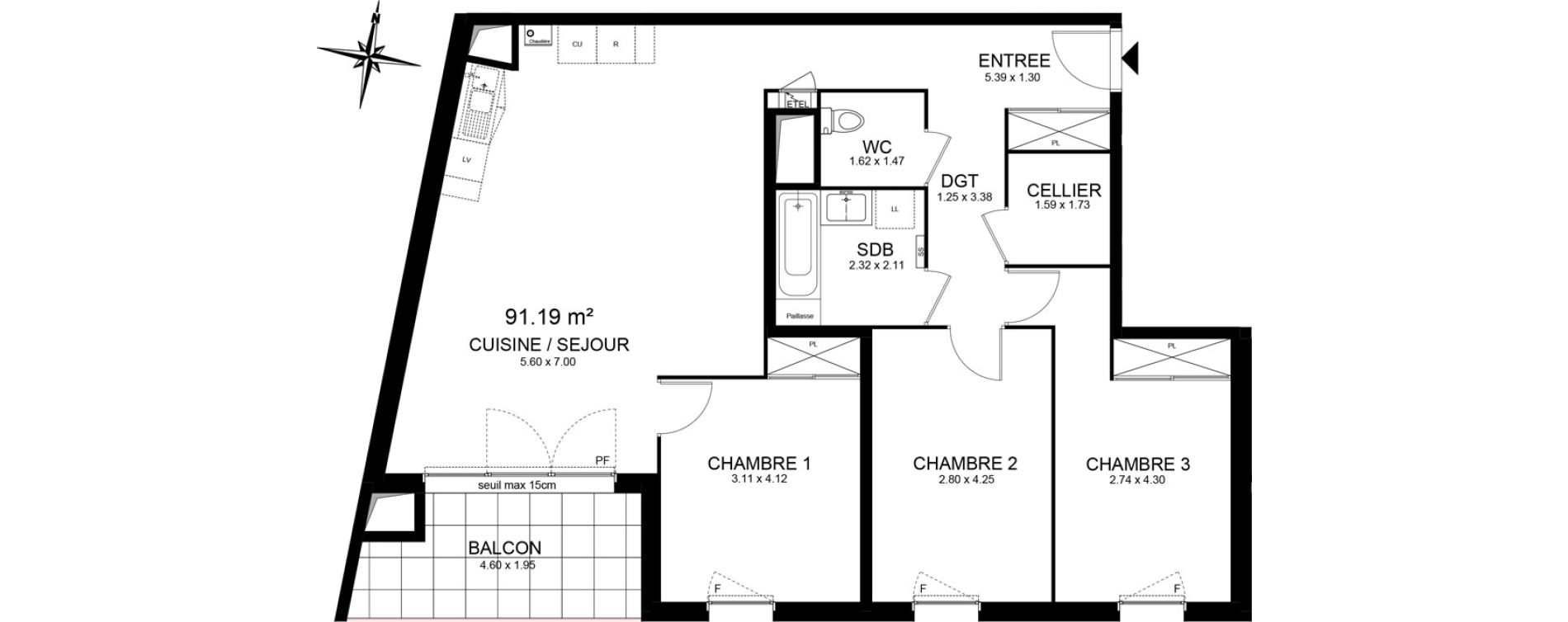Appartement T4 de 91,18 m2 à Ambilly Centre