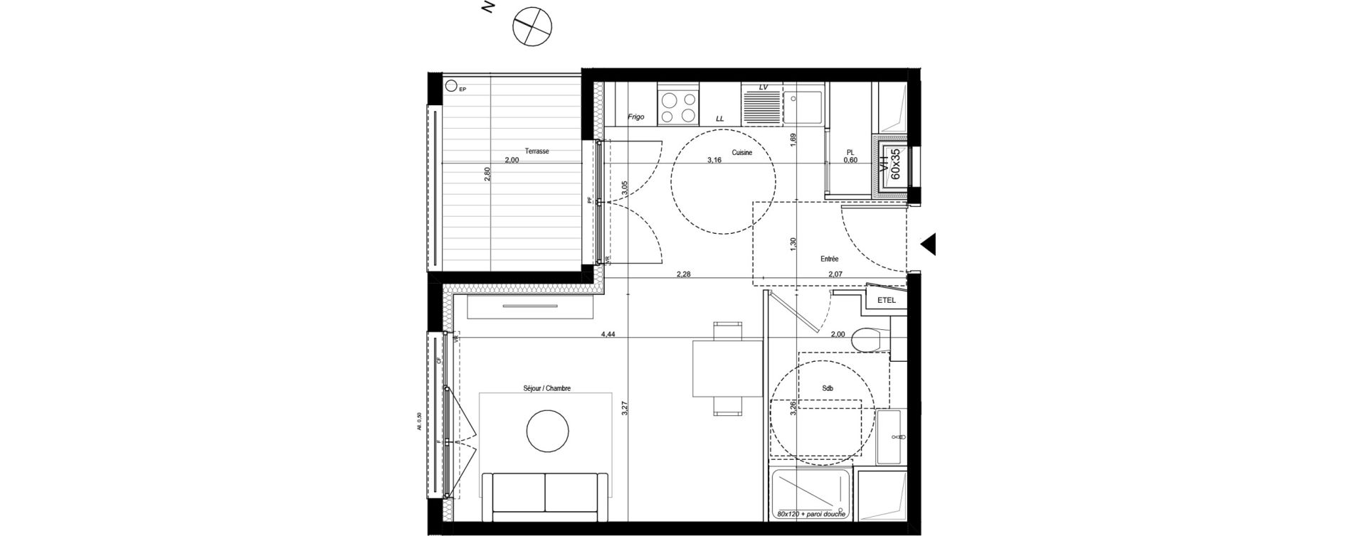 Appartement T1 de 32,13 m2 &agrave; Ambilly Centre