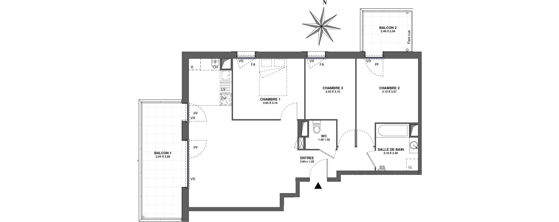 Appartement T4 de 74,04 m2 &agrave; Ambilly Centre