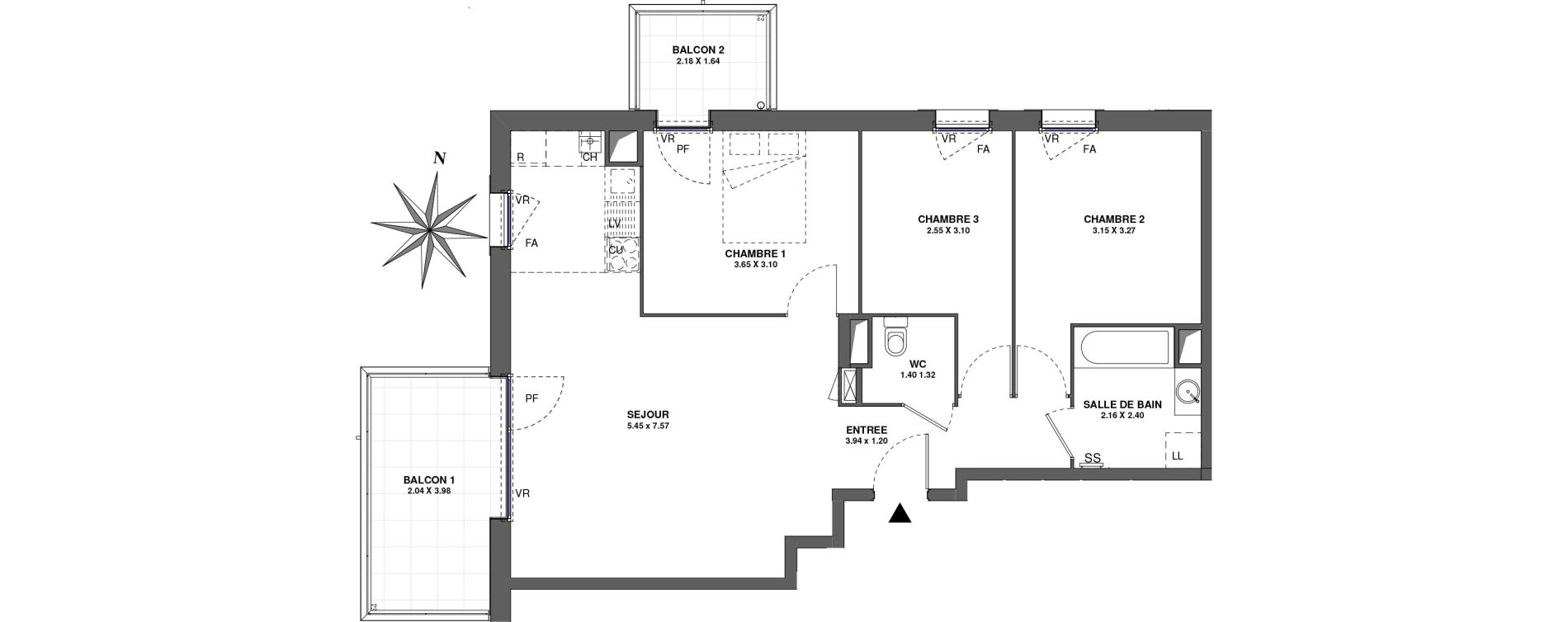 Appartement T4 de 74,04 m2 &agrave; Ambilly Centre