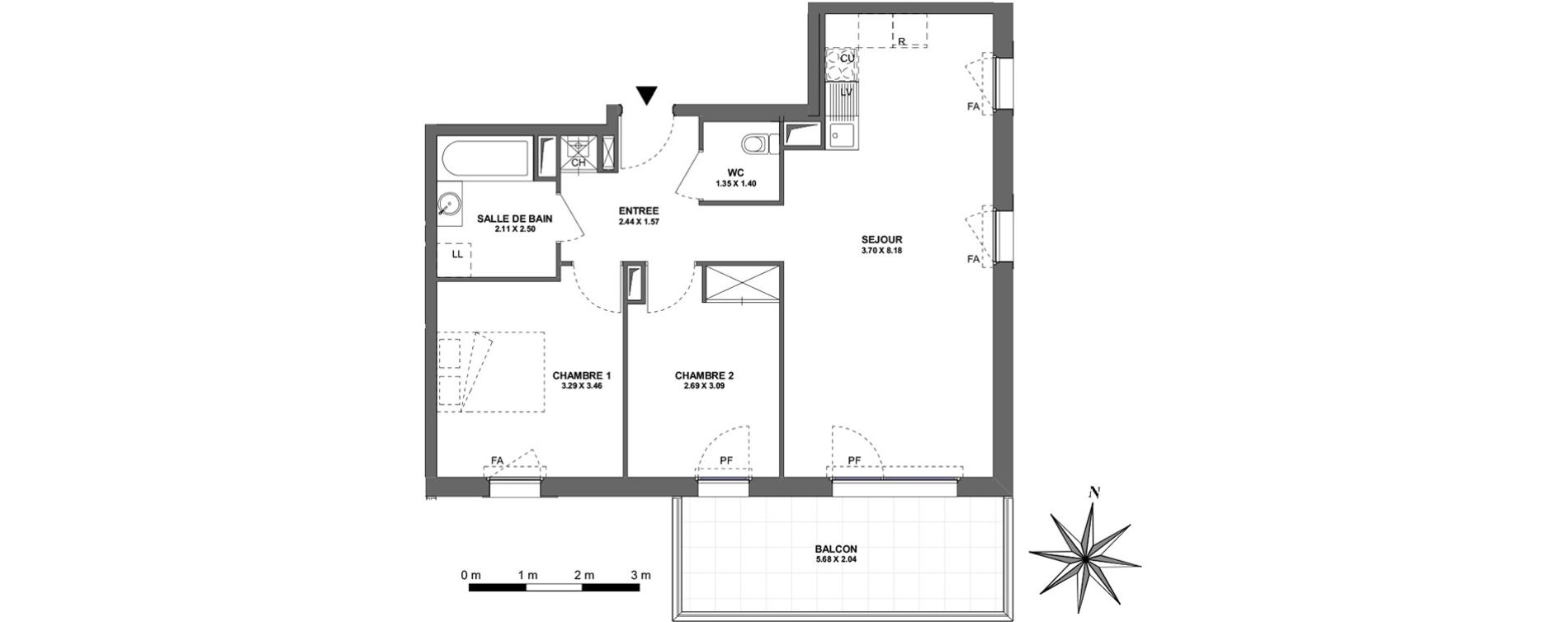 Appartement T3 de 64,89 m2 &agrave; Ambilly Centre