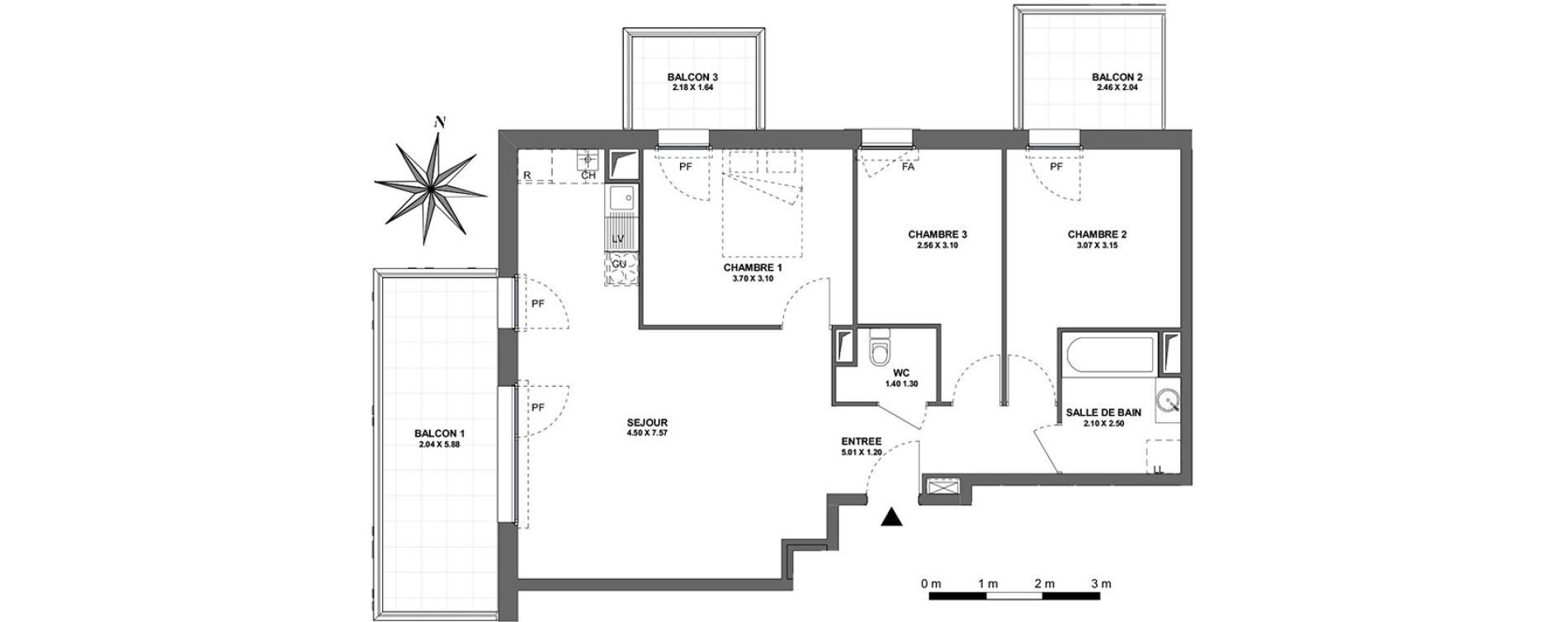 Appartement T3 de 74,04 m2 &agrave; Ambilly Centre