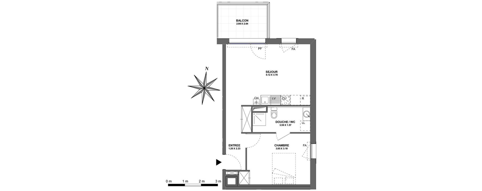 Appartement T2 de 42,16 m2 &agrave; Ambilly Centre