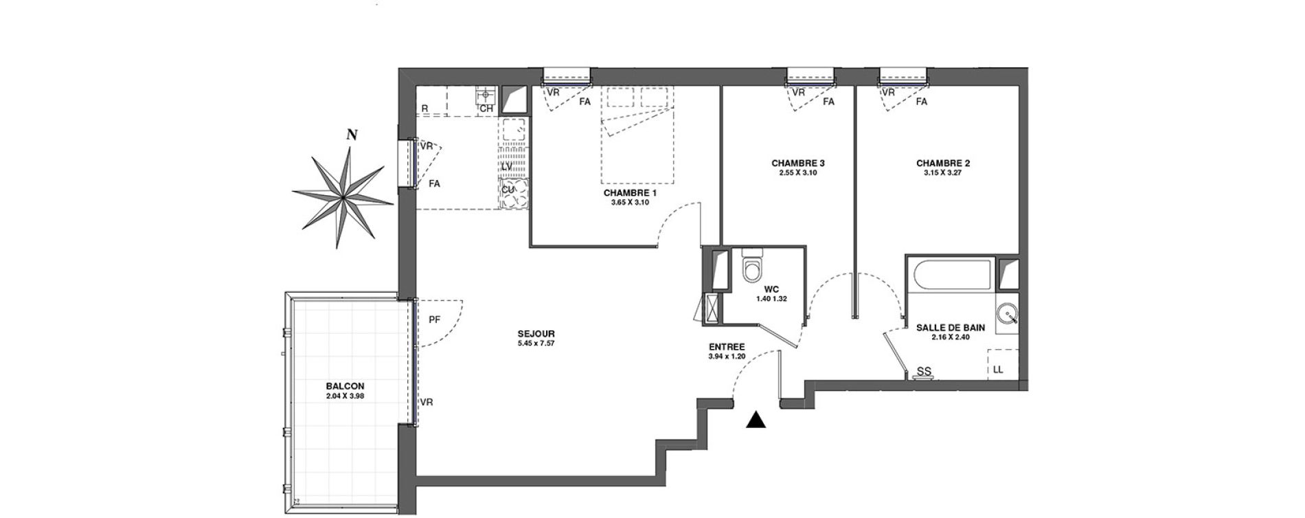 Appartement T4 de 74,49 m2 &agrave; Ambilly Centre