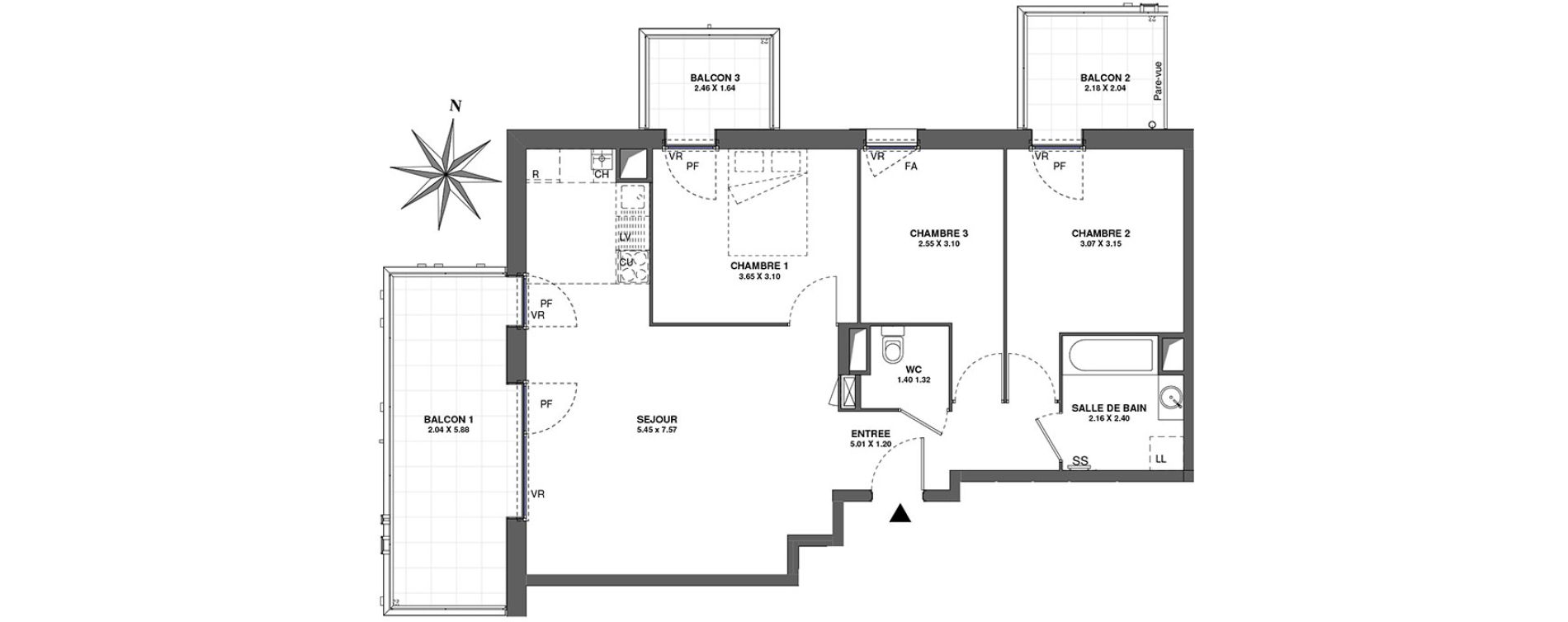 Appartement T4 de 74,49 m2 &agrave; Ambilly Centre