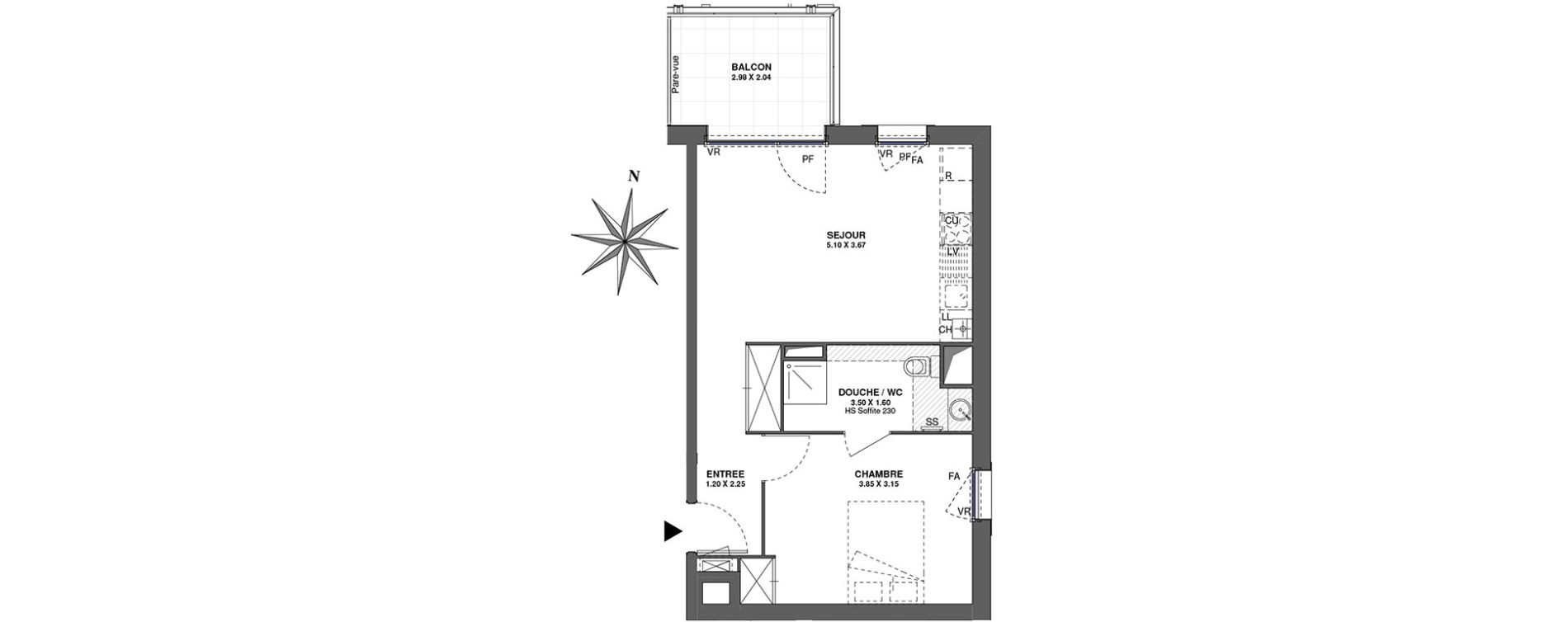 Appartement T2 de 41,36 m2 &agrave; Ambilly Centre