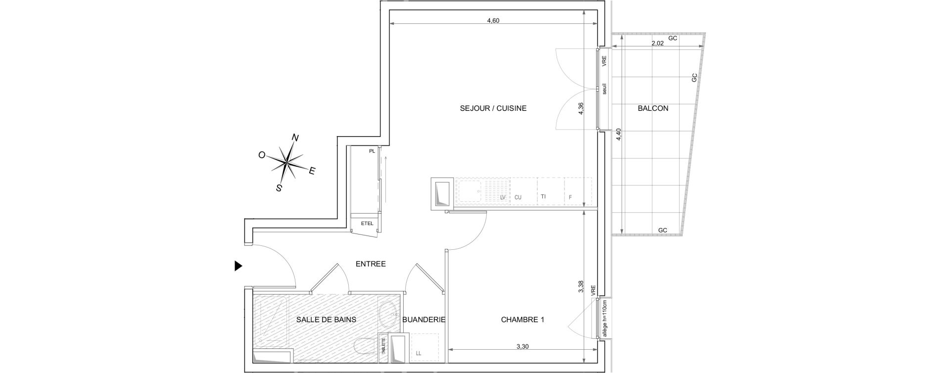 Appartement T2 de 44,07 m2 &agrave; Ambilly Centre