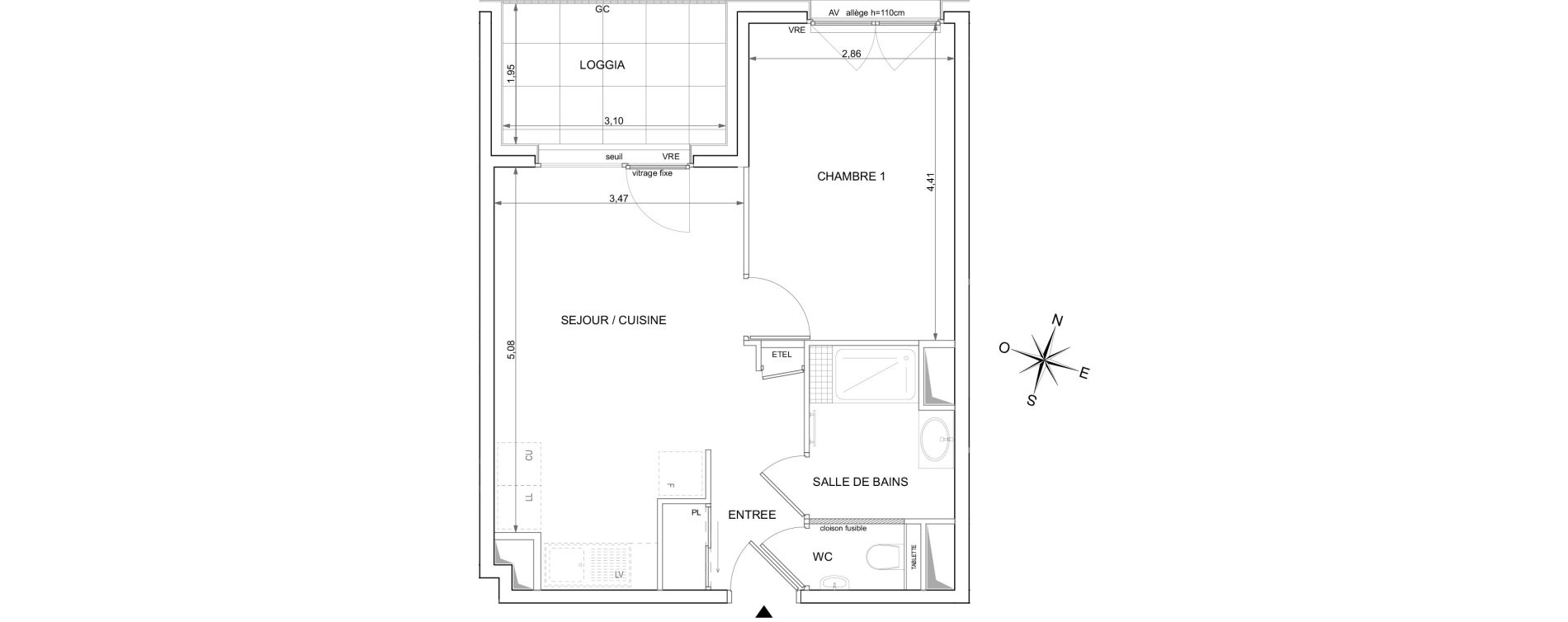 Appartement T2 de 40,56 m2 &agrave; Ambilly Centre